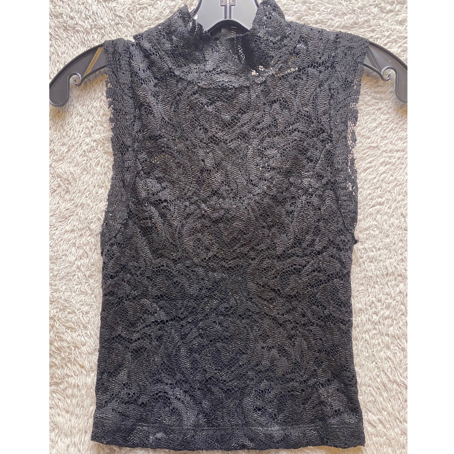 Urban Outfitters Shirt Womens Small Lace Mock Neck Sleeveless Top Black Tank Top